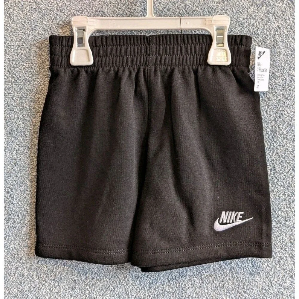 Nike Toddler Size 4T Black White 2-Piece Knit Shorts Set 76M143-F66
